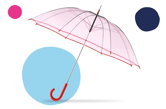 Pink transparent umbrella Pink transparent open umbrella